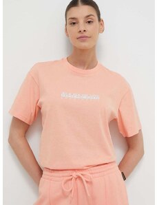 Pamučna majica Napapijri S-Box za žene, boja: narančasta, NP0A4GDDP1I1