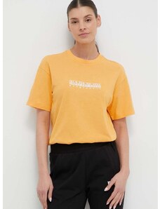 Pamučna majica Napapijri S-Box za žene, boja: žuta, NP0A4GDDY1J1