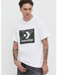 Pamučna majica Converse za muškarce, boja: bijela, s tiskom