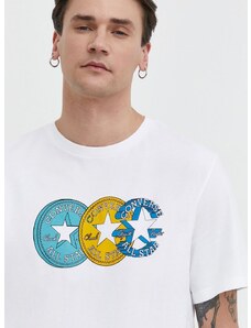 Pamučna majica Converse za muškarce, boja: bež, s tiskom