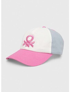 Pamučna kapa sa šiltom za bebe United Colors of Benetton boja: ružičasta, s uzorkom