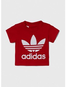 Pamučna majica kratkih rukava za bebe adidas Originals boja: crvena, s tiskom