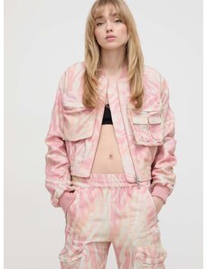 Bomber jakna Diesel za žene, boja: ružičasta, za prijelazno razdoblje, oversize