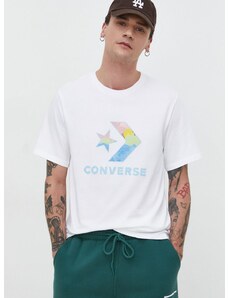 Pamučna majica Converse za muškarce, boja: bež, s tiskom