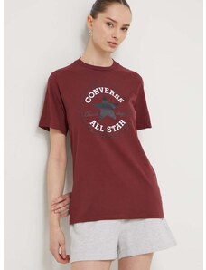 Pamučna majica Converse boja: bordo, s tiskom