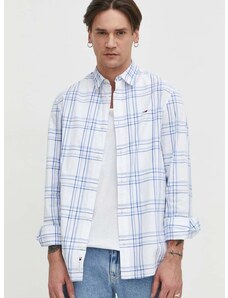 Pamučna košulja Tommy Jeans za muškarce, boja: bijela, regular, s klasičnim ovratnikom