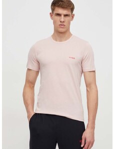 Pamučna majica HUGO 3 - pack 3-pack za muškarce, boja: ružičasta, s tiskom