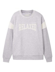 TOM TAILOR Sweater majica siva melange / bijela