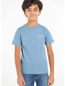 Dječja pamučna majica kratkih rukava Calvin Klein Jeans boja: bež, bez uzorka