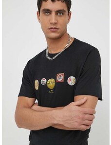 Pamučna majica PS Paul Smith za muškarce, boja: crna, s tiskom