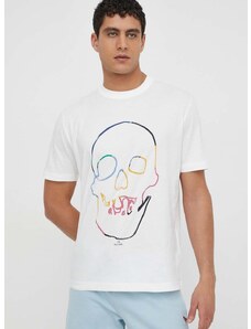 Pamučna majica PS Paul Smith za muškarce, boja: bijela, s tiskom