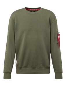 ALPHA INDUSTRIES Sweater majica maslinasta / crvena / bijela