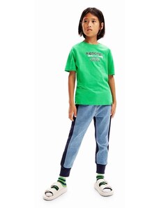 Dječja pamučna majica kratkih rukava Desigual boja: zelena, s tiskom
