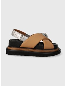 Kožne sandale Kurt Geiger London Orson Cross Strap Sandal za žene, boja: bež, s platformom, 9992248109