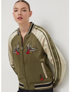Bomber jakna Superdry za žene, boja: zelena, za prijelazno razdoblje