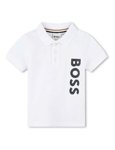 Pamučna polo majica za bebe BOSS boja: bijela, s tiskom