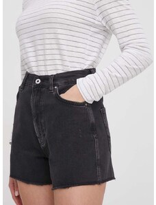Traper kratke hlače Pepe Jeans za žene, boja: crna, bez uzorka, visoki struk