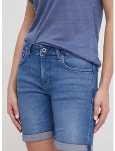 Traper kratke hlače Pepe Jeans za žene, bez uzorka, srednje visoki struk