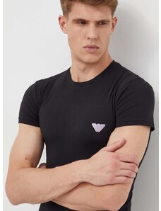 Homewear majica kratkih rukava Emporio Armani Underwear boja: crna, s tiskom