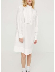 Pamučna haljina Lovechild boja: bijela, mini, širi se prema dolje