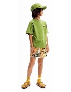 Dječja pamučna majica kratkih rukava Desigual boja: zelena, s tiskom