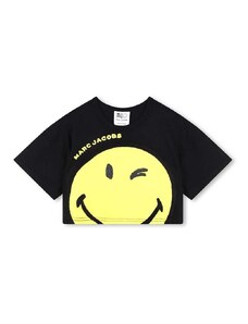 Dječja pamučna majica kratkih rukava Marc Jacobs x Smiley boja: crna