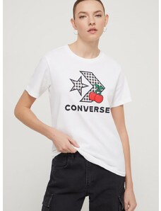 Pamučna majica Converse za žene, boja: bijela