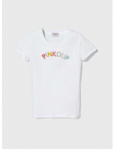 Dječja pamučna majica kratkih rukava Pinko Up boja: bijela