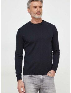Pamučni pulover United Colors of Benetton boja: crna, lagani