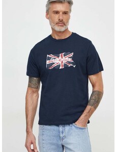 Pamučna majica Pepe Jeans Clag za muškarce, boja: tamno plava, s tiskom