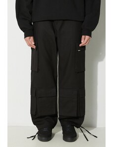 Pamučne hlače Represent Baggy Cargo Pant boja: crna, cargo kroj, MLM521.01