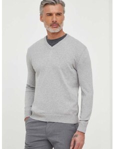 Pamučni pulover United Colors of Benetton boja: siva, lagani