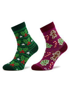 Set od 2 para dječjih visokih čarapa Rainbow Socks