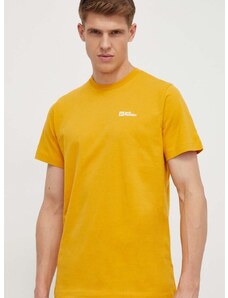 Pamučna majica Jack Wolfskin za muškarce, boja: žuta, bez uzorka, 1808382