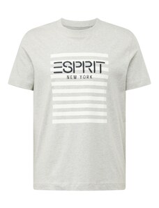 ESPRIT Majica svijetlosiva / crna / bijela