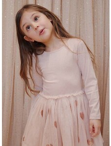 Dječja haljina Konges Sløjd boja: smeđa, mini, širi se prema dolje