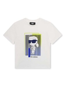 Dječja pamučna majica kratkih rukava Karl Lagerfeld boja: bijela, s tiskom