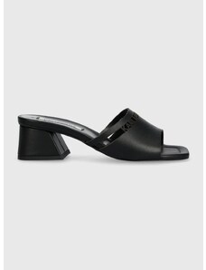 Kožne natikače Karl Lagerfeld PLAZA za žene, boja: crna, s debelom potpeticom, KL32405