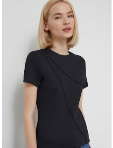 Majica kratkih rukava Desigual PARIS za žene, boja: crna, 24SWTK89