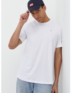Pamučna majica Diesel za muškarce, boja: bijela, bez uzorka