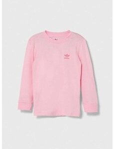 Dječja pamučna majica dugih rukava adidas Originals boja: ružičasta