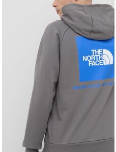 Pamučna dukserica The North Face za muškarce, boja: siva, s kapuljačom, tiskom, NF0A2ZWU0UZ1