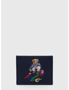 Kožni etui za kartice Polo Ralph Lauren boja: tamno plava