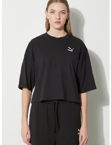 Pamučna majica Puma BETTER CLASSICS Oversized za žene, boja: crna, 624226