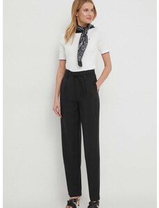 Hlače Calvin Klein Jeans za žene, boja: crna, široke, visoki struk