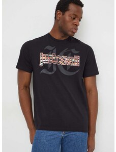 Pamučna majica Just Cavalli za muškarce, boja: crna, s tiskom