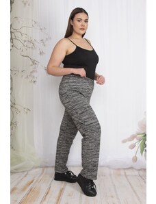 Şans Women's Plus Size Anthracite Elastic Waistline Melange Sports Trousers