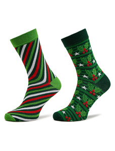 Set od 2 para ženskih visokih čarapa Rainbow Socks