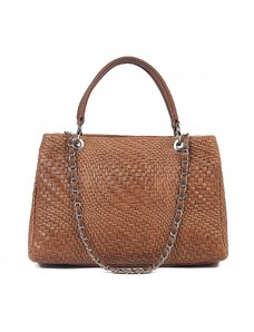 Luksuzna Talijanska torba od prave kože VERA ITALY "Evzema", boja konjak, 24x33cm