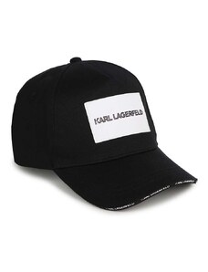 Pamučna kapa sa šiltom za bebe Karl Lagerfeld boja: crna, s aplikacijom